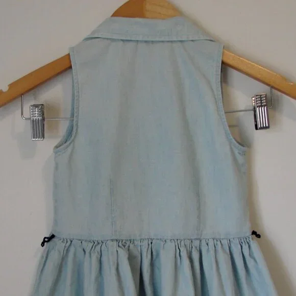 Polo Ralph Lauren Girls Chambray Denim Dress Pony Sleeveless Collar Cotton Siz 6 - Picture 13 of 14